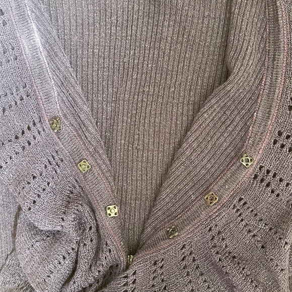 Navy Blue Knit Top with Pointelle Ruffles - Picture 9 of 9